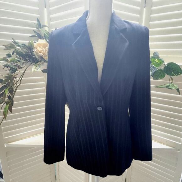 ARMANI COLLEZIONI BLACK WHITE STRIPE JACKET SIZE 12 - Picture 1 of 7